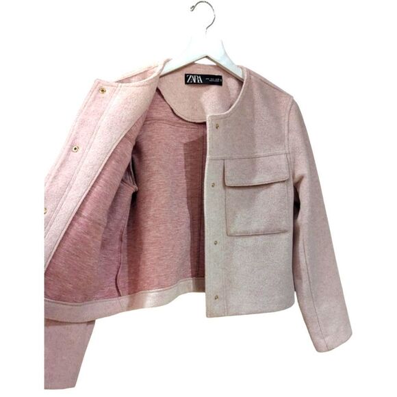 Zara Stockholm Spring Jacket Women's S Soft Pink & Gold Buttons - Picture 6 of 8